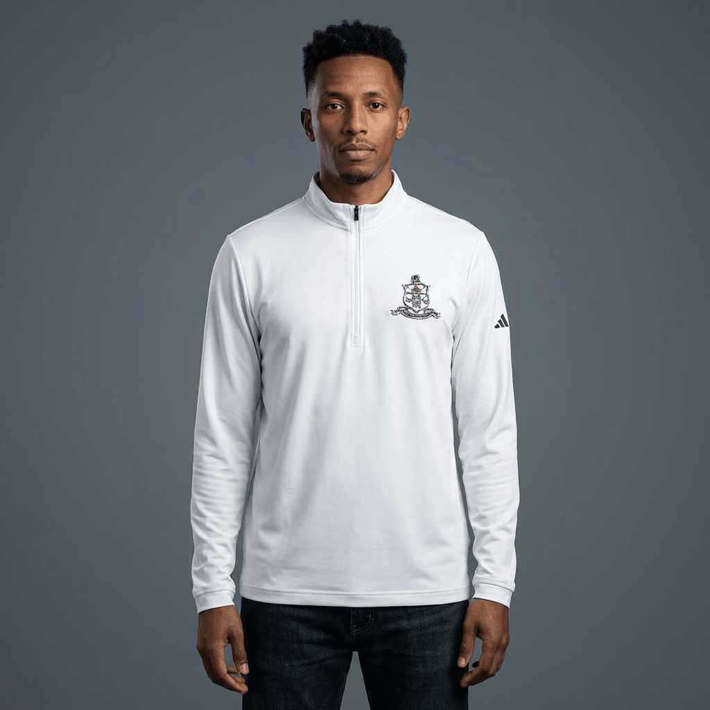 Kappa Shield Outline Embroidered Adidas Quarter - Zip Pullover - URBrand