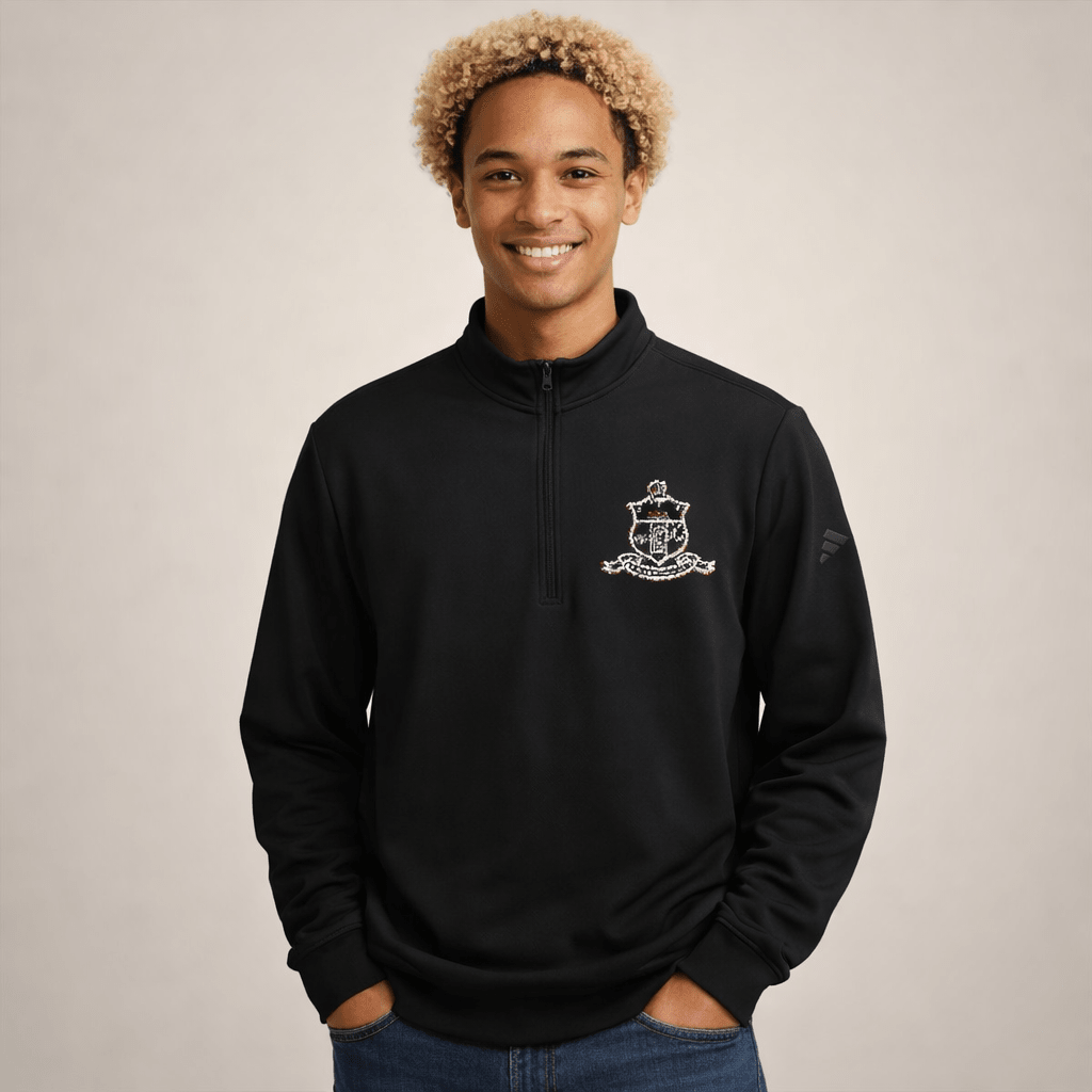 Kappa Shield Outline Embroidered Adidas Quarter - Zip Pullover - URBrand