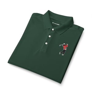 Men's Golf Polo Shirt — Embroidered Golfer Swing Design - URBrand