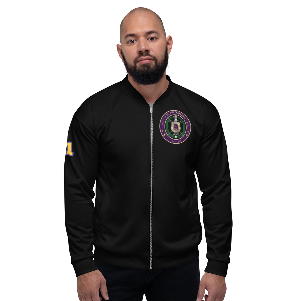 Omega Black Bomber Jacket Shield - URBrand