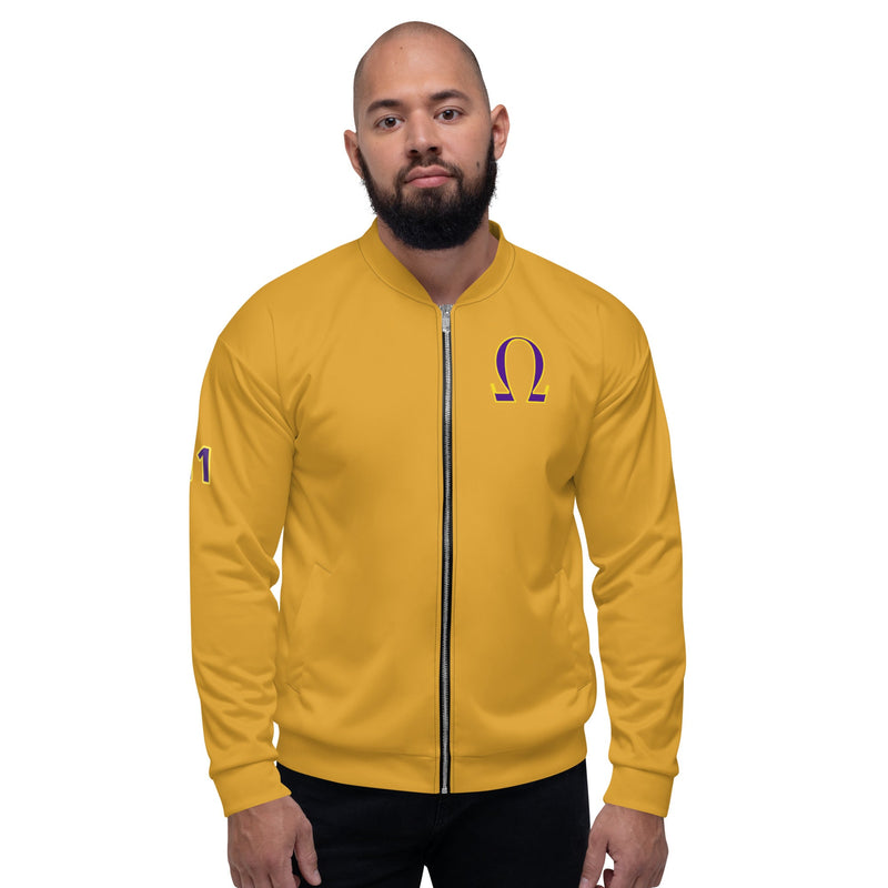 Omega Psi Phi Gold Symbol Bomber Jacket Lite