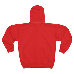 Red Crest Zip Hoodie — Small Embroidered Coat of Arms Chest Design - URBrand