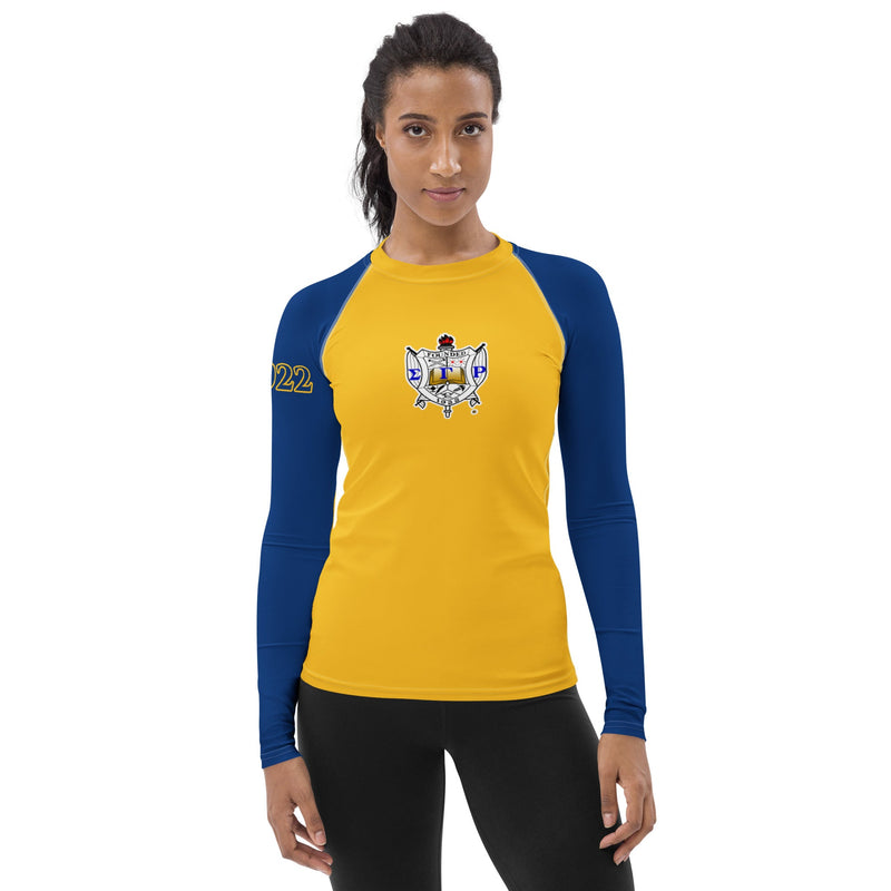 Sigma Gamma Rho Women's Rash Guard (Blue & Gold)