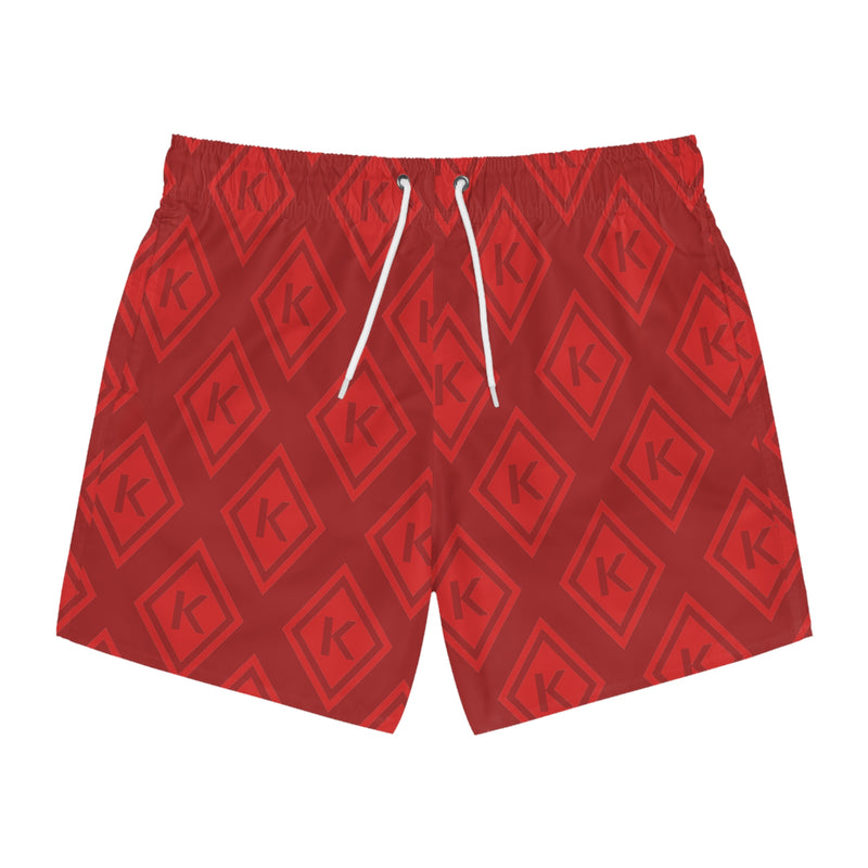 Kappa Red Diamond 'K' Pattern Swim Trunks