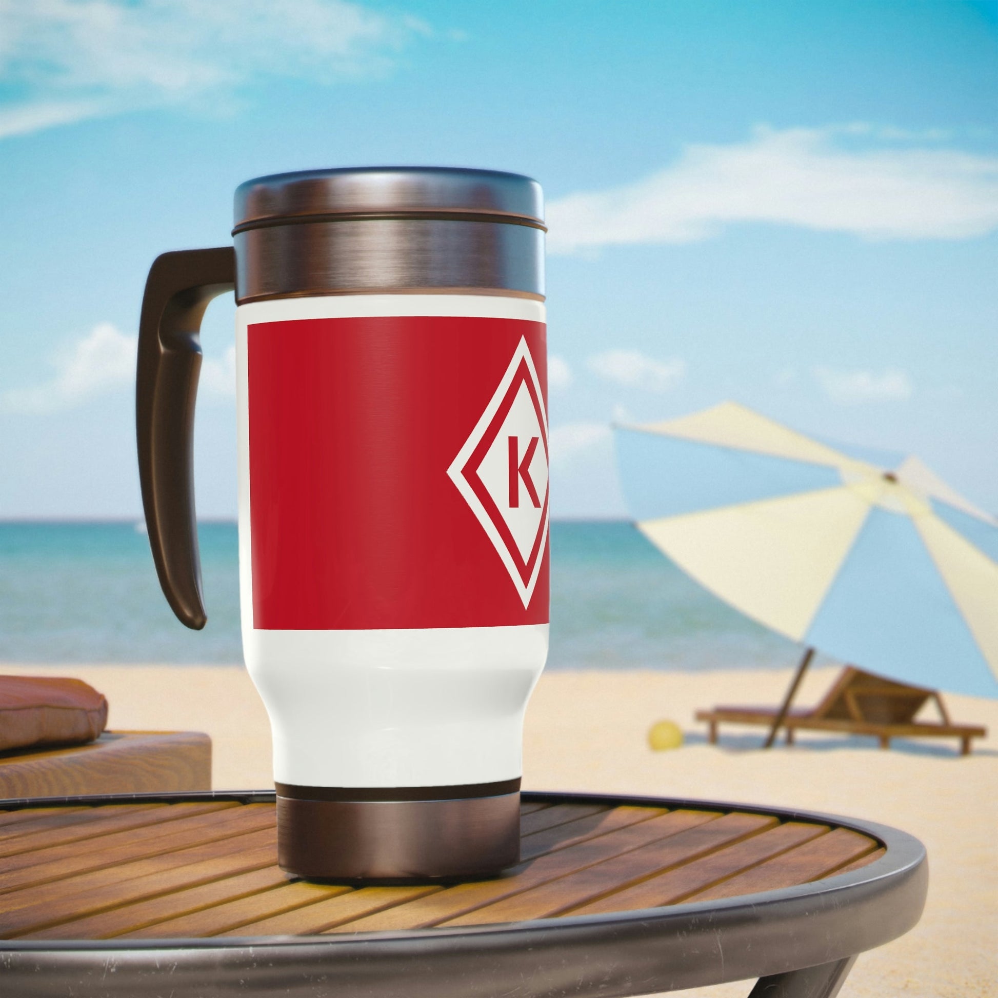 Kappa Diamond Stainless Steel Travel Mug with Handle, 14oz - URBrand