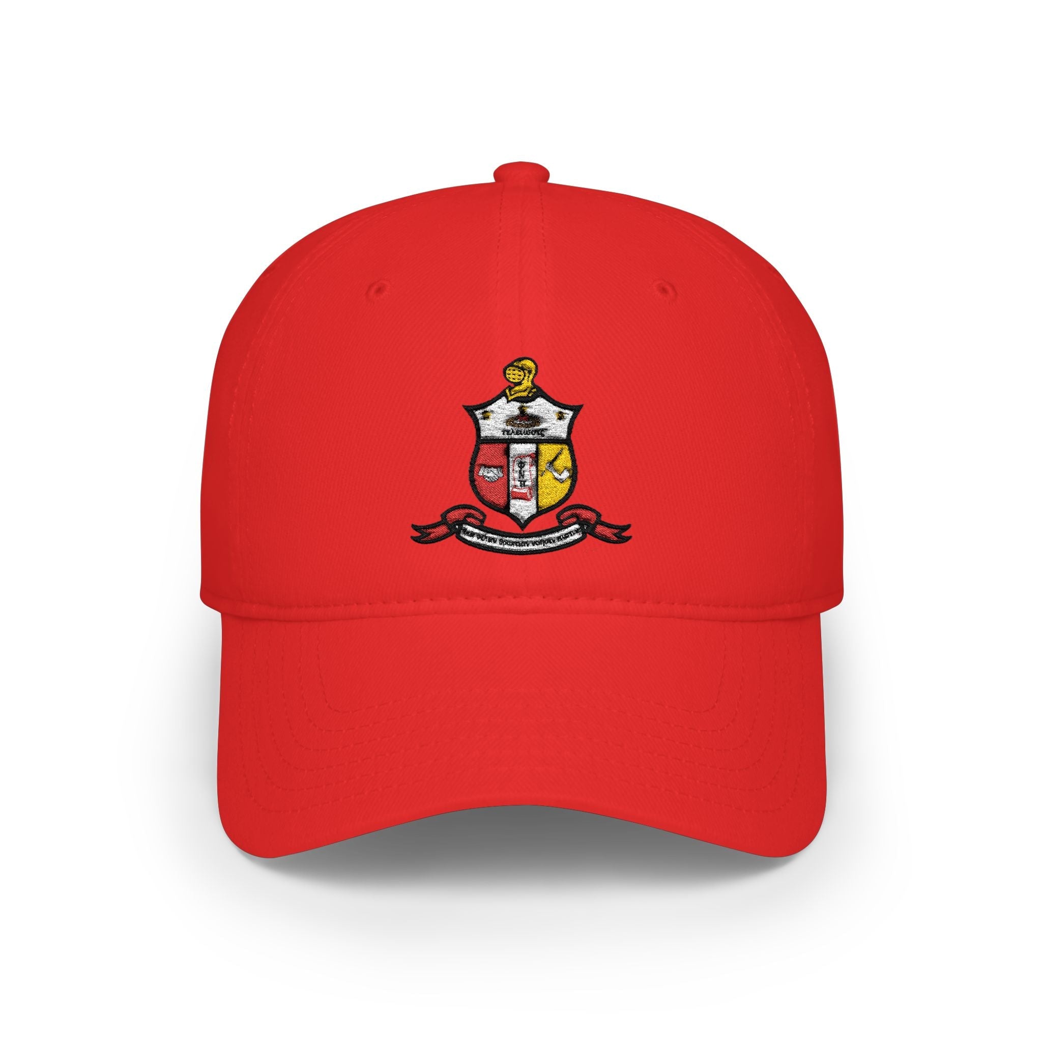 Kappa Shield Embroidered Crest Baseball Cap - Red Low Profile Hat - URBrand