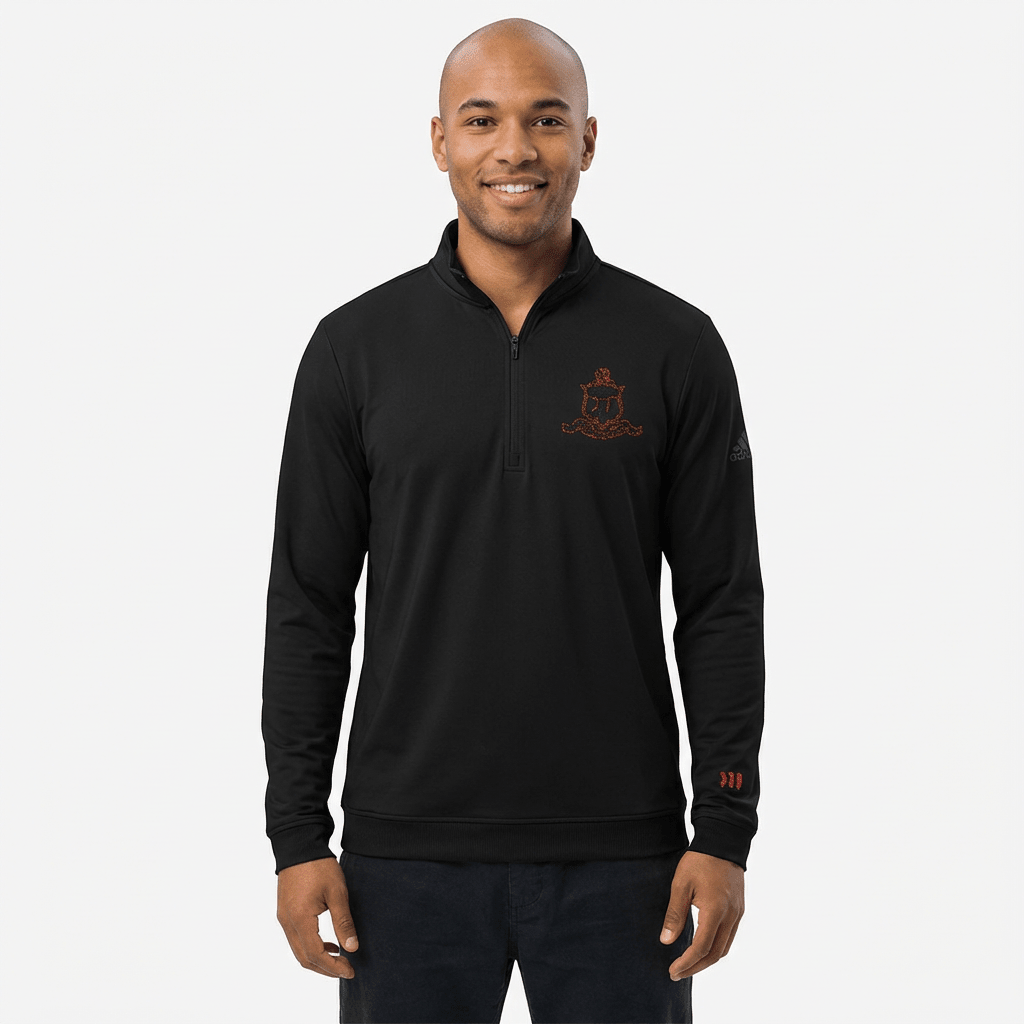 Kappa Shield Outline Embroidered Adidas Quarter - Zip Pullover - URBrand