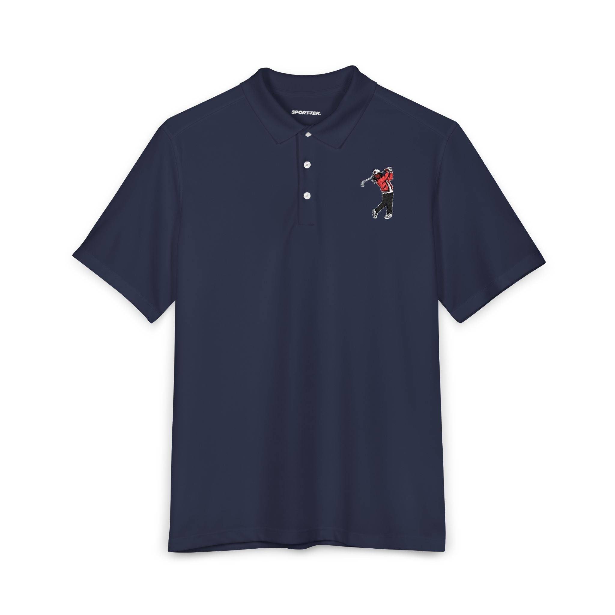 Men's Golf Polo Shirt — Embroidered Golfer Swing Design - URBrand