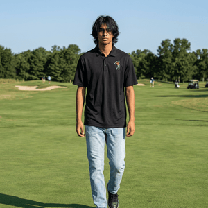 Men's Golf Polo Shirt — Embroidered Golfer Swing Design - URBrand