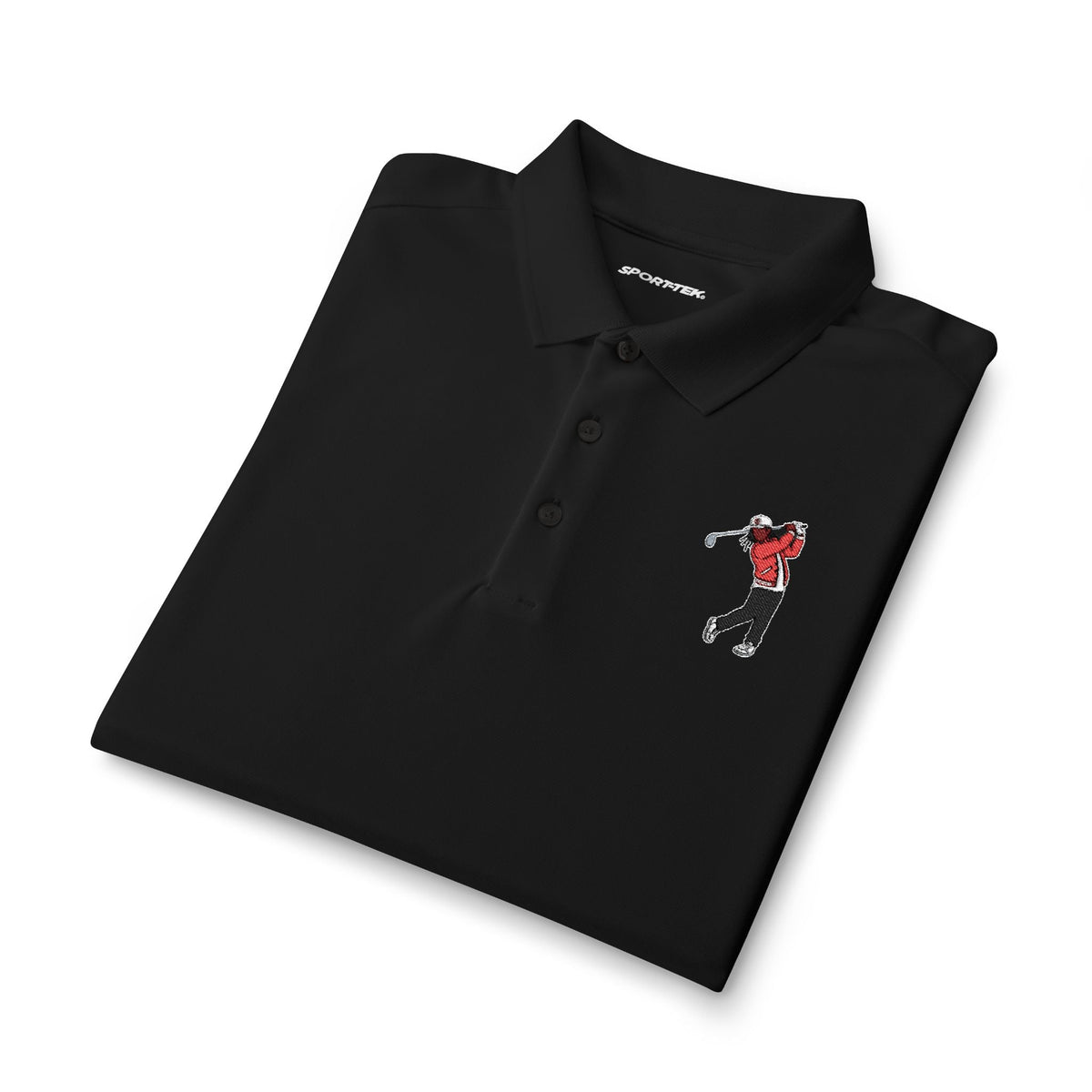 Men's Golf Polo Shirt — Embroidered Golfer Swing Design - URBrand
