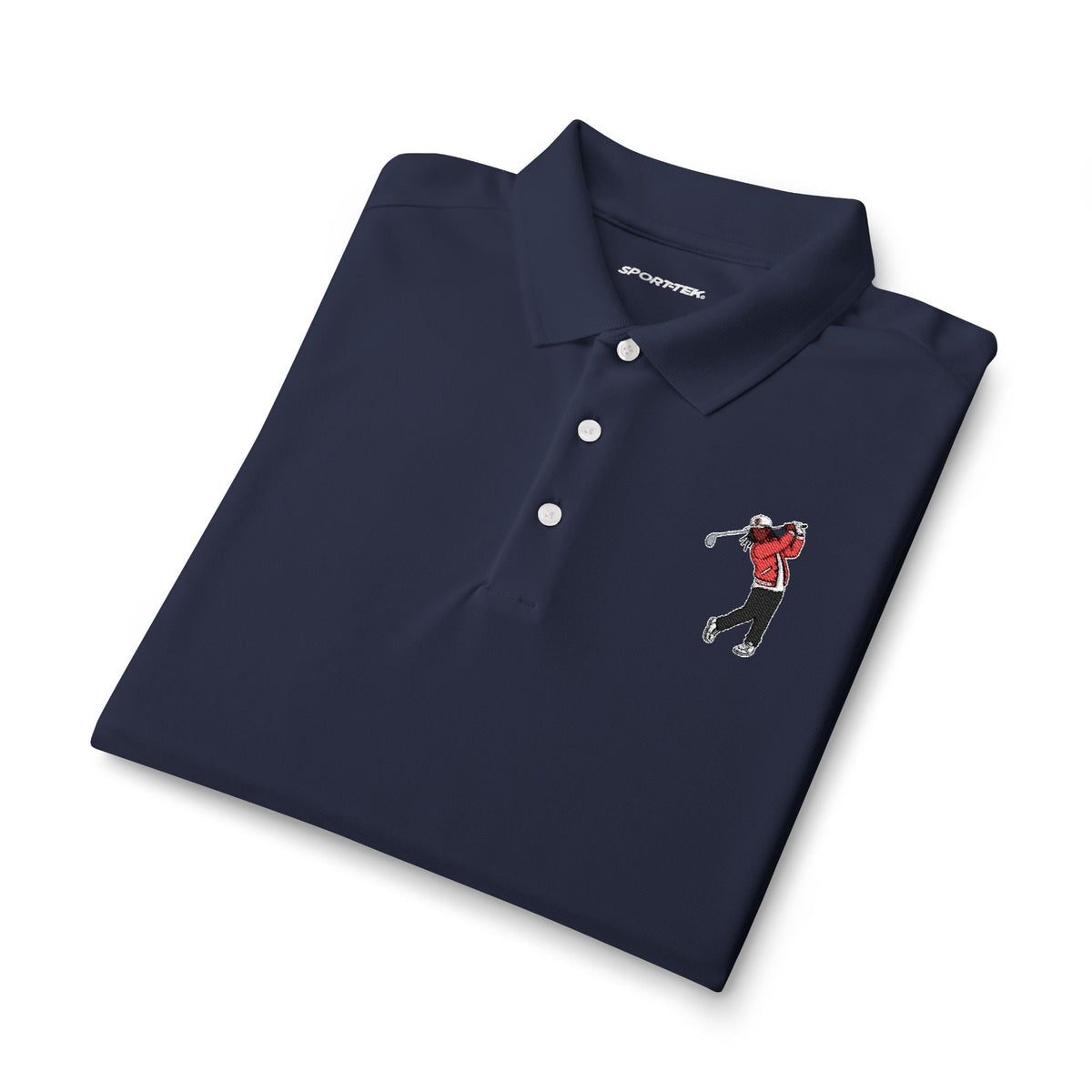 Men's Golf Polo Shirt — Embroidered Golfer Swing Design - URBrand
