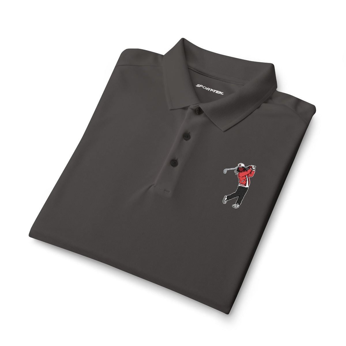 Men's Golf Polo Shirt — Embroidered Golfer Swing Design - URBrand