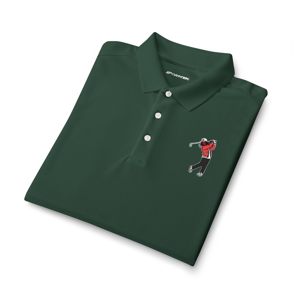 Men's Golf Polo Shirt — Embroidered Golfer Swing Design - URBrand