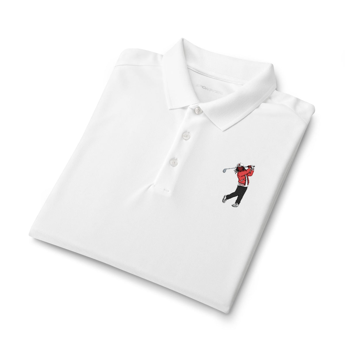 Men's Golf Polo Shirt — Embroidered Golfer Swing Design - URBrand
