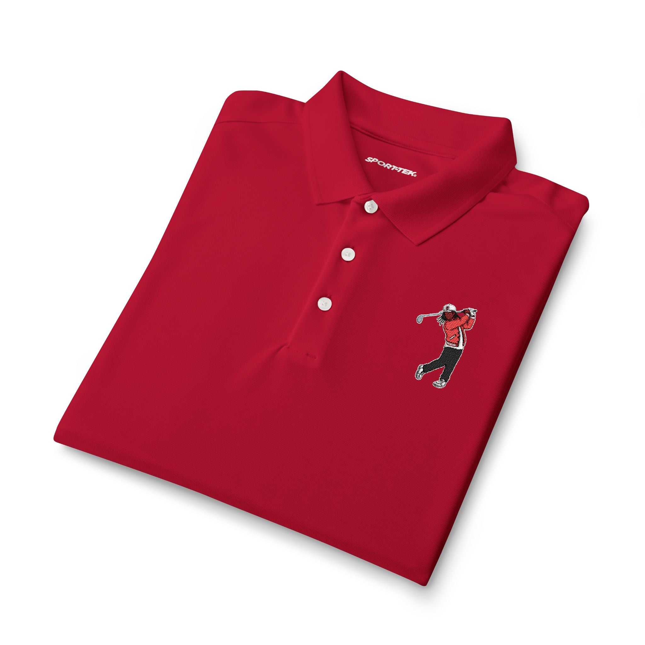 Men's Golf Polo Shirt — Embroidered Golfer Swing Design - URBrand