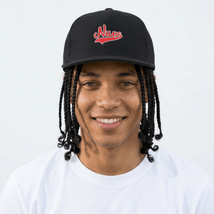 Nupe' Flat Bill Cap – Retro Script Snapback Hat - URBrand