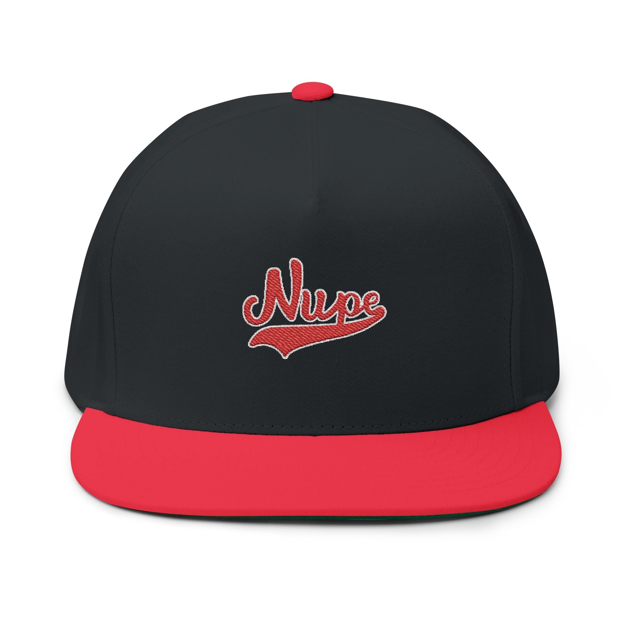 Nupe' Flat Bill Cap – Retro Script Snapback Hat - URBrand