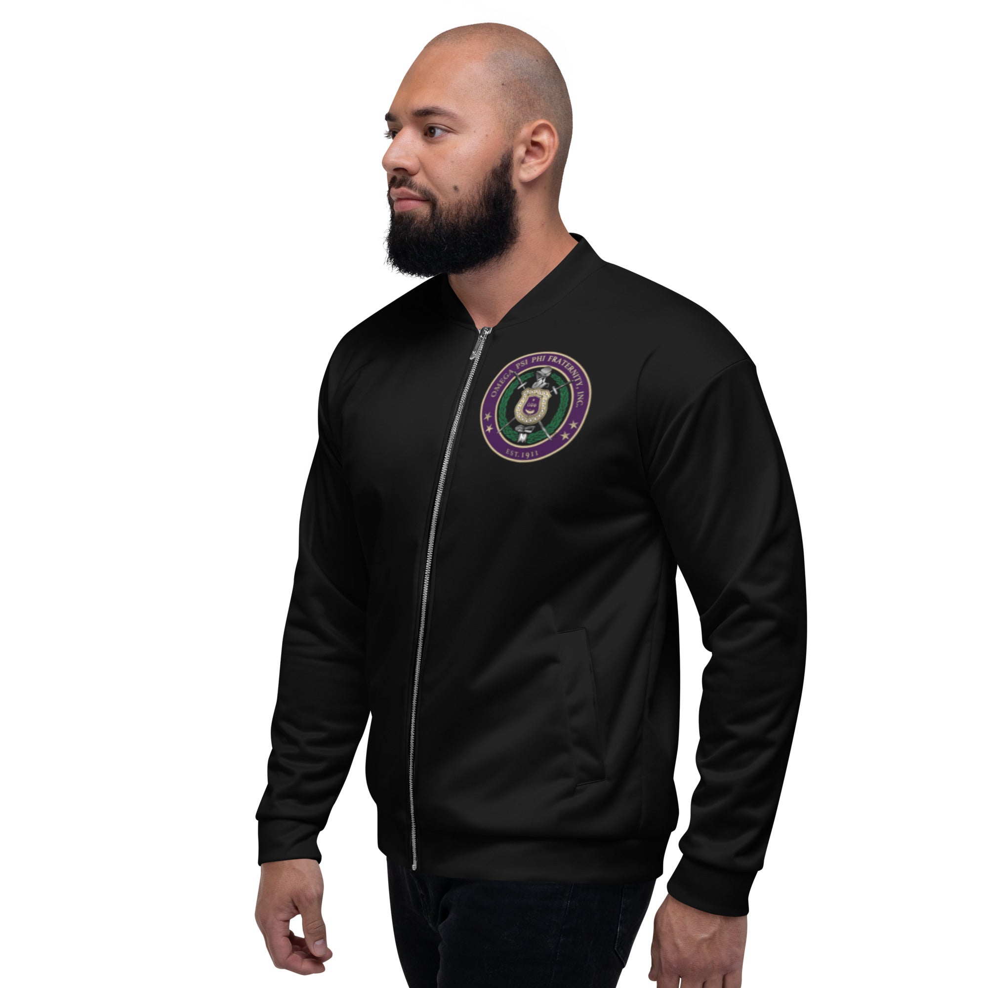 Omega Black Bomber Jacket Shield - URBrand