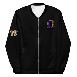 Omega Psi Phi Bomber Jacket Black Lite - URBrand