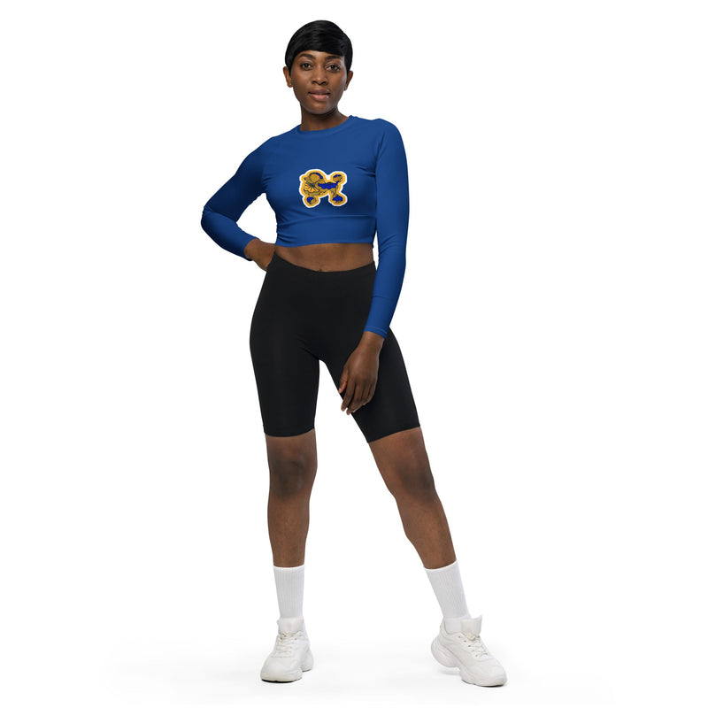 Sigma Gamma Rho Blue Poodle long-sleeve crop top