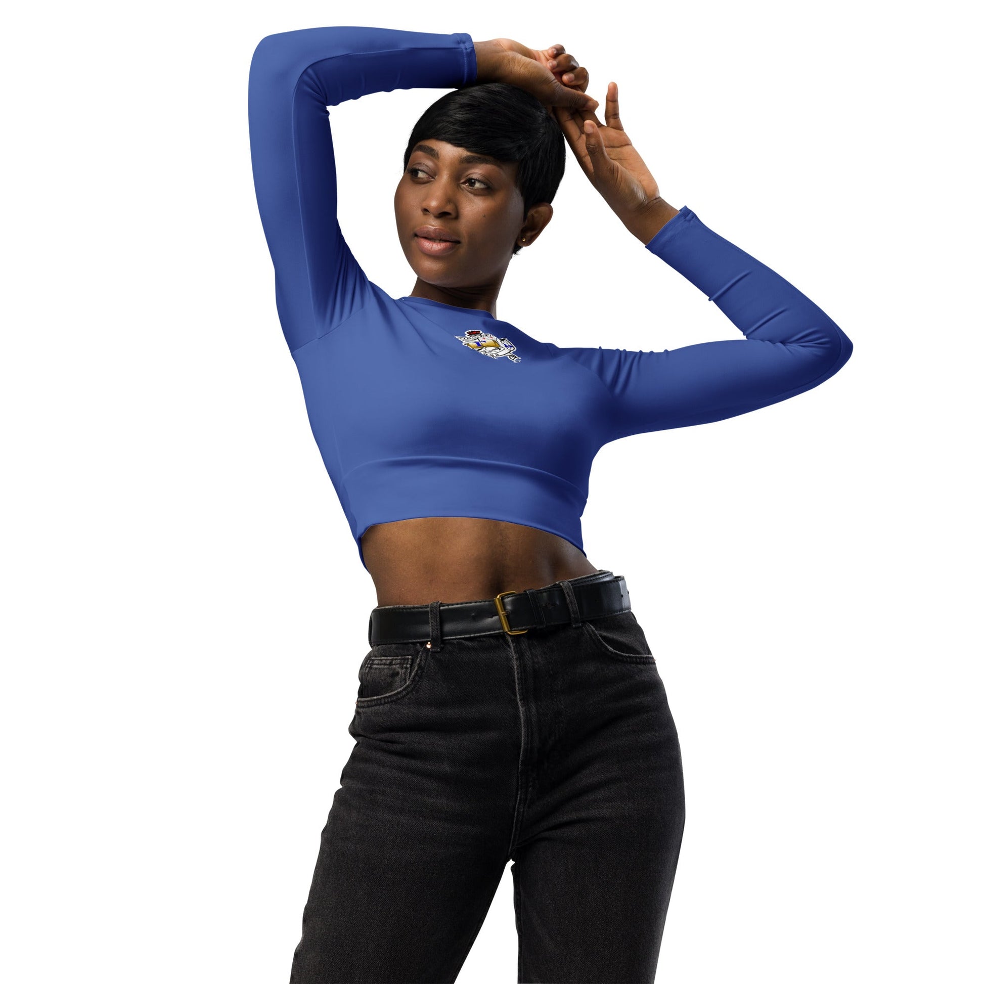 Sigma Gamma Rho Blue Shield long-sleeve crop top - URBrand