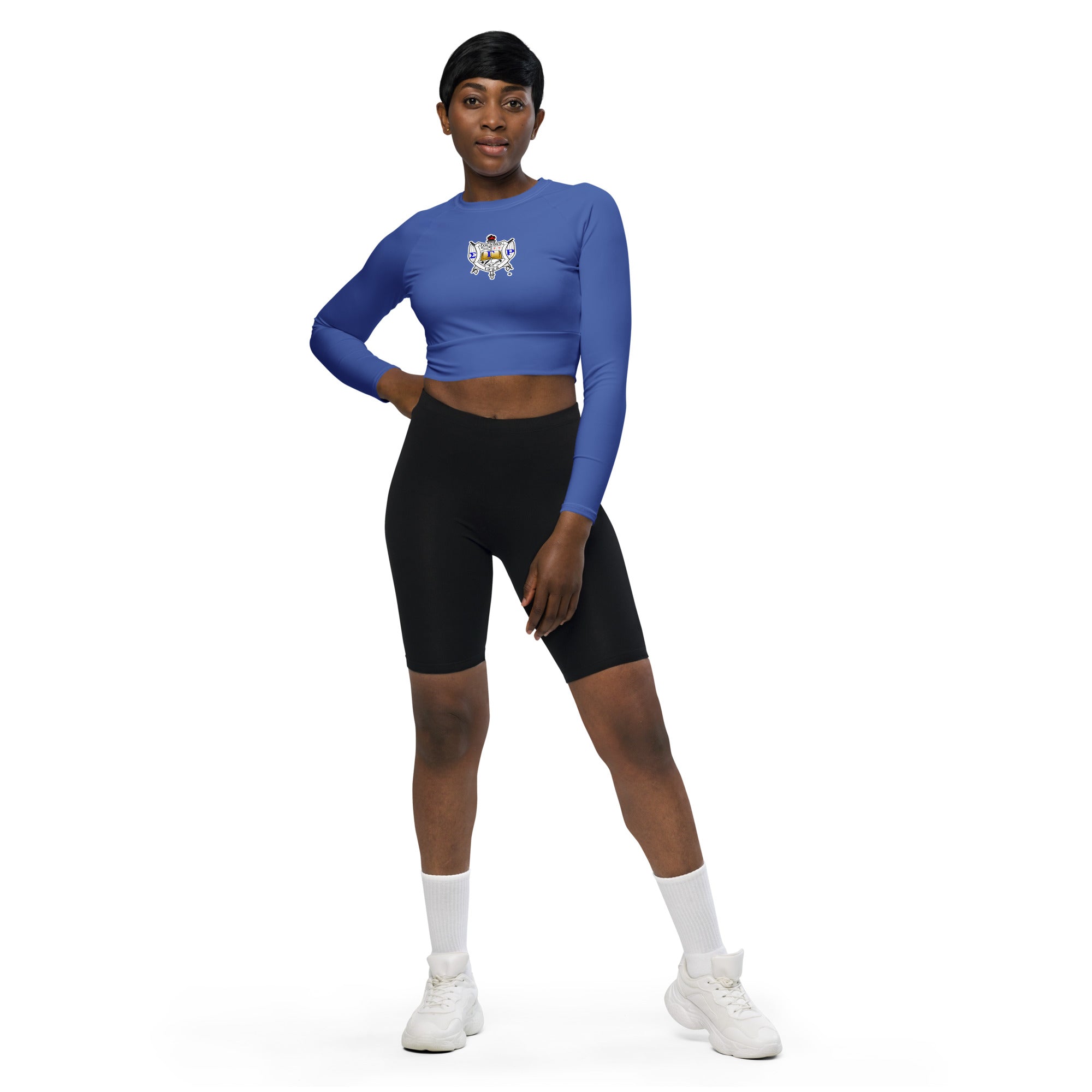 Sigma Gamma Rho Blue Shield long-sleeve crop top - URBrand